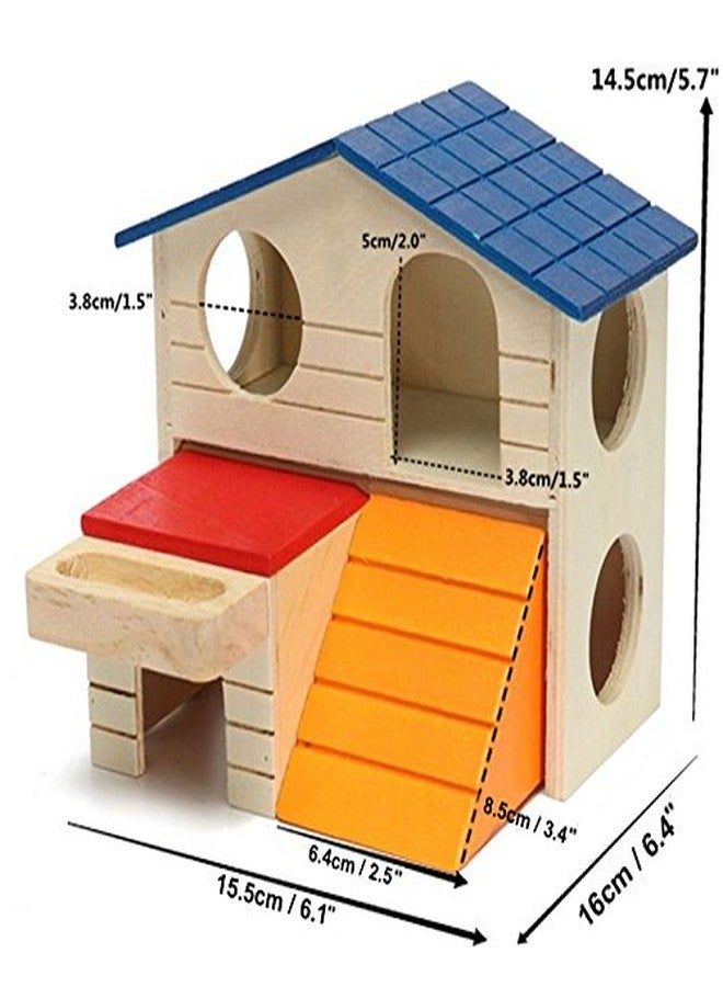 سايج سكوير بيت حيوانات أليفة خشبي من طابقين من سيج سكوير، مزود بسلم ورف طعام ومنصة، آمن ومريح وقابل للطي، مناسب للهامستر/الجرذان/الفئران/الجربوع/الشنشيلة/القنفذ - Image 3
